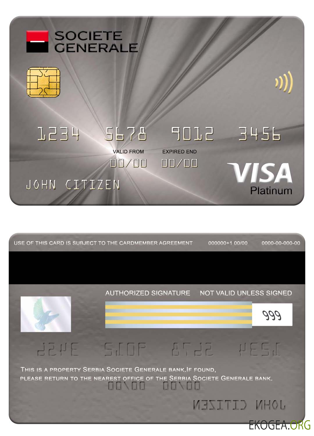 Carte Visa Platinum de la banque Société Générale de Serbie